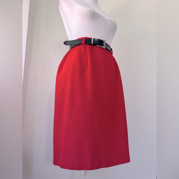Vintage ‘90s Metro New York Red Belted Knee Length Pencil Skirt - Picture 6 of 9